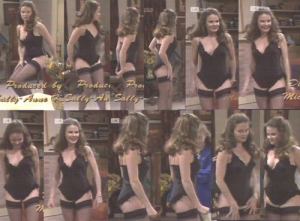 Julie martin from neighbours played by Julie Mullins in black stockings and suspenders